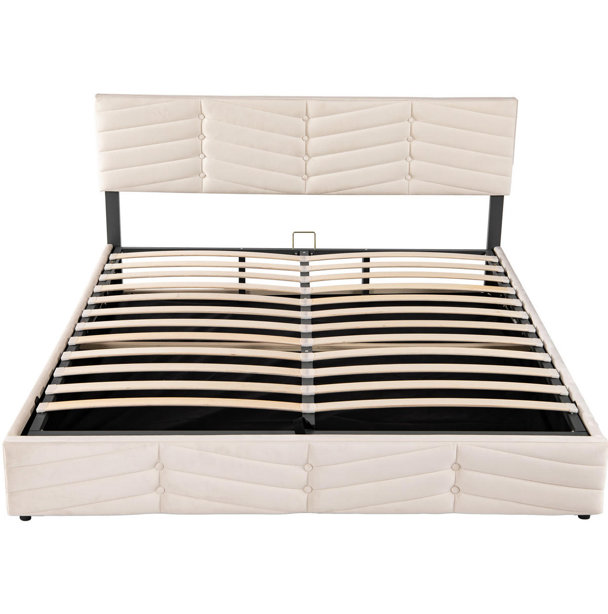 POLSTERBETT 160/200 cm Beige aus Samt mit Bettkasten - Beige, Textil (160/200cm) - OKMYHOME