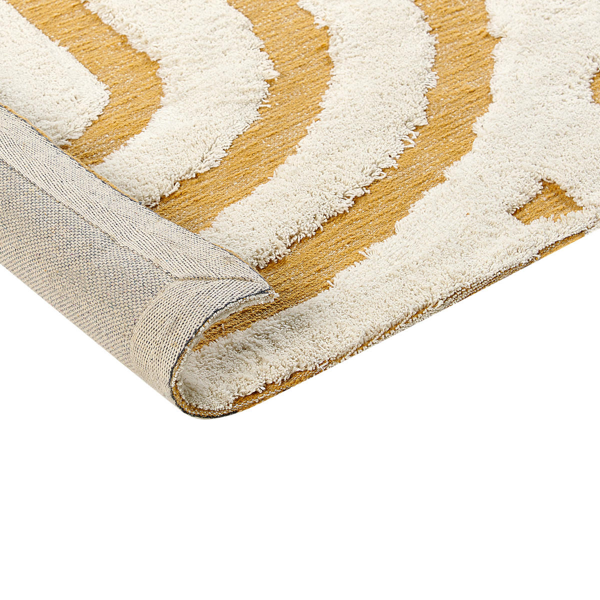 KOBEREC Žlutý 160/230 cm Bavlna Perai - bílá/žlutá, textil (160/230cm) - Beliani