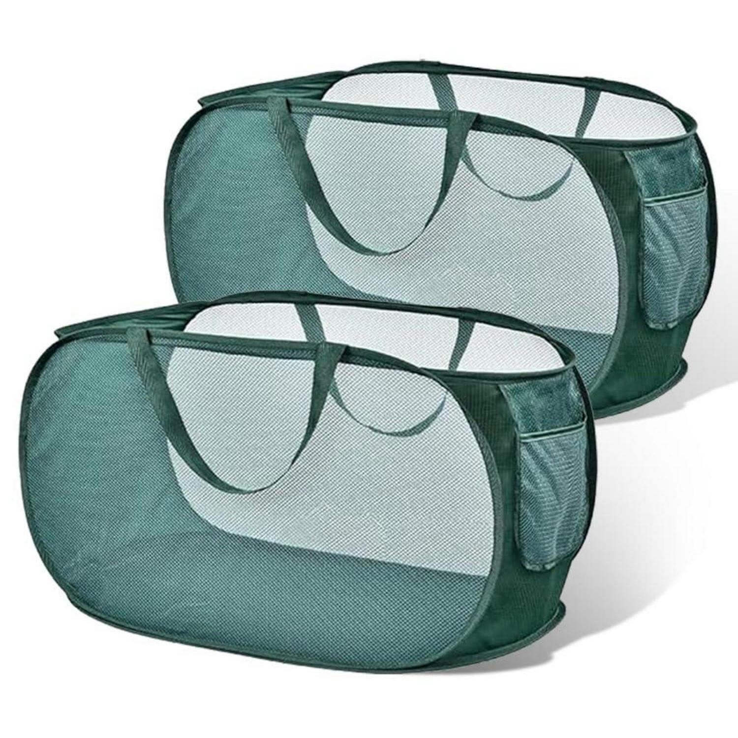 WÄSCHEKORB 2 Stück Pop-Up mit Seitentasche 75L 36 x 36 x 58 cm Smaragd - Grün, Textil (6/2/11cm)
