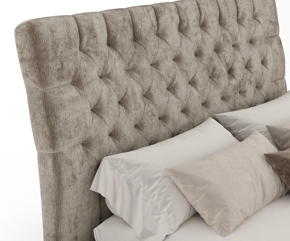 POLSTERBETT Vezzola Beige 160/200 cm im Chenille-Stoff - Beige/Schwarz, Holz/Holzwerkstoff (160/200cm) - Maison de Reve