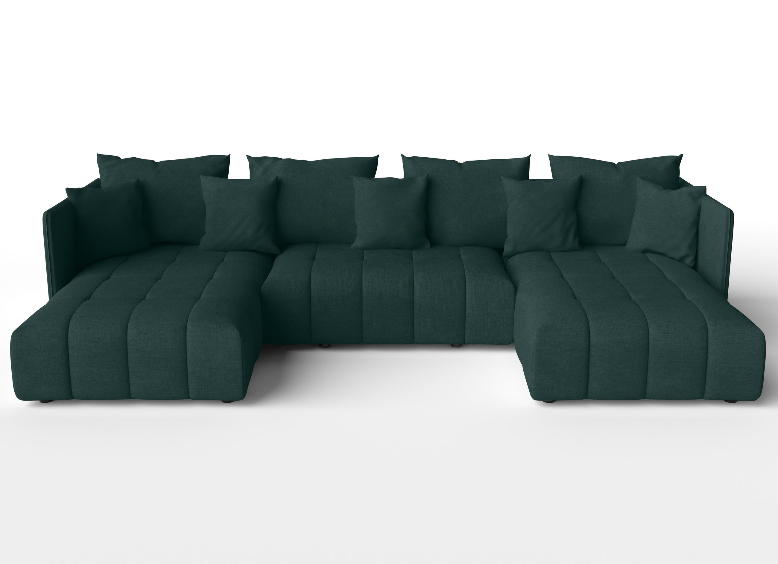 WOHNLANDSCHAFT Veliro U Grün 353/180/83 cm mit Schlaffunktion und Bettkasten - Schwarz/Grün, Kunststoff/Textil (353/83/180cm) - AX Living