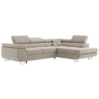 ROHOVÁ SEDAČKA GUSTAW L - Béžová Strukturovaná látka - Pravá Strana - stříbrná/béžová, kov/textil (205/275cm) - MKS