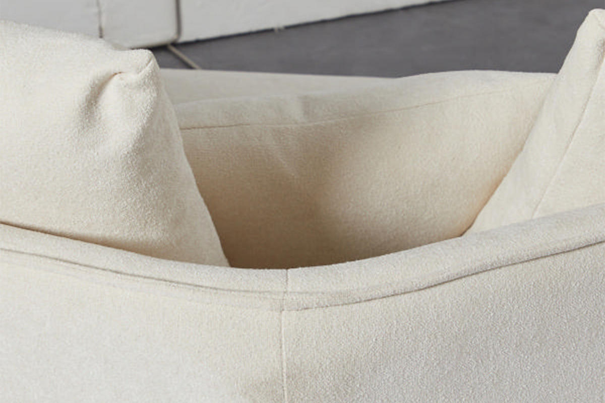 DESIGNSOFA GARBO Cremeweiß Webstoff - Creme/Schwarz, Textil/Metall (280/92/158cm) - KAWOLA