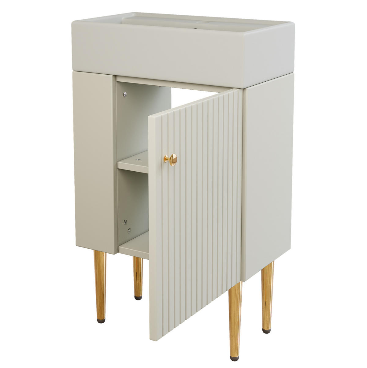 WASCHBECKENSCHRANK mit Keramikbecken Weiß für kleine Badezimmer - Weiß, Holzwerkstoff (31/91.5/55cm) - Beauniv