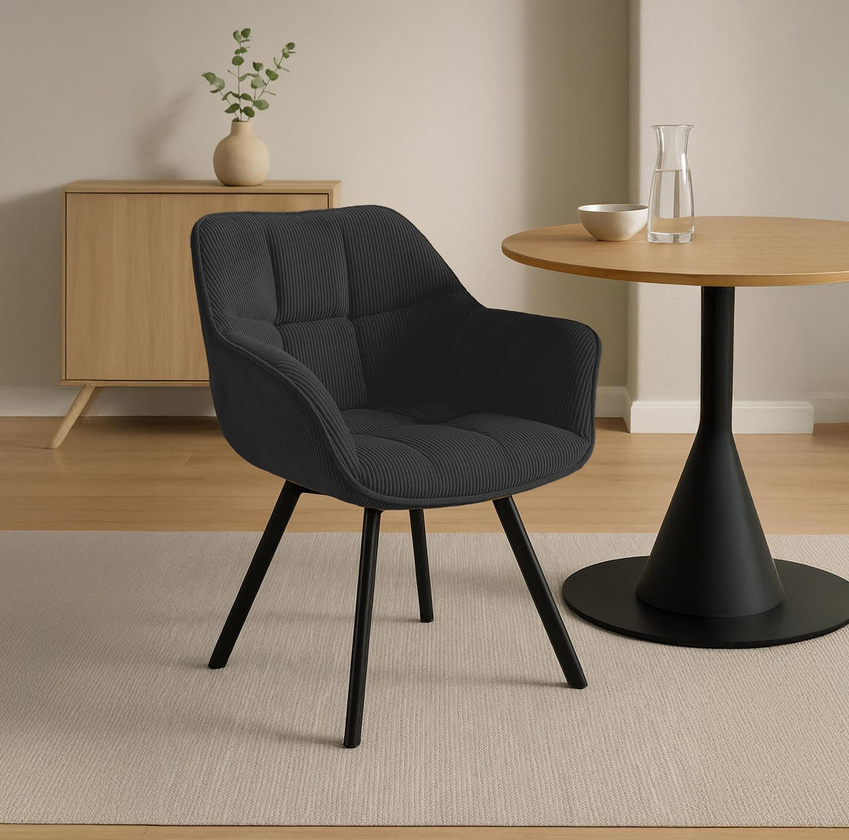 ESSZIMMERSTUHL Jordi 60x59x81 cm schwarz - Schwarz, Textil (60/81/59cm) - furnicato