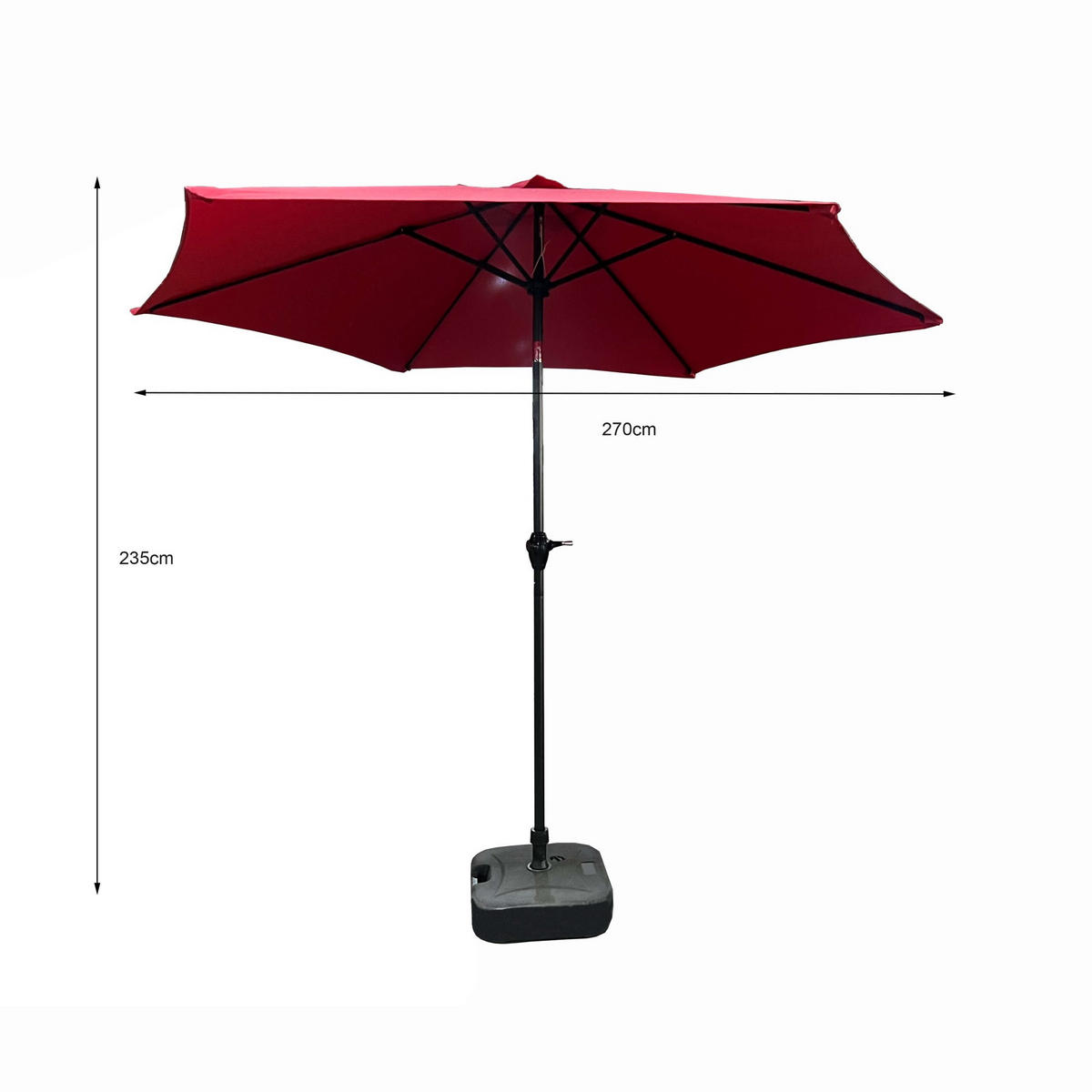 SONNENSCHRIM Rot 235/270 cm - Rot/Schwarz, Metall (270/270cm) - Akord