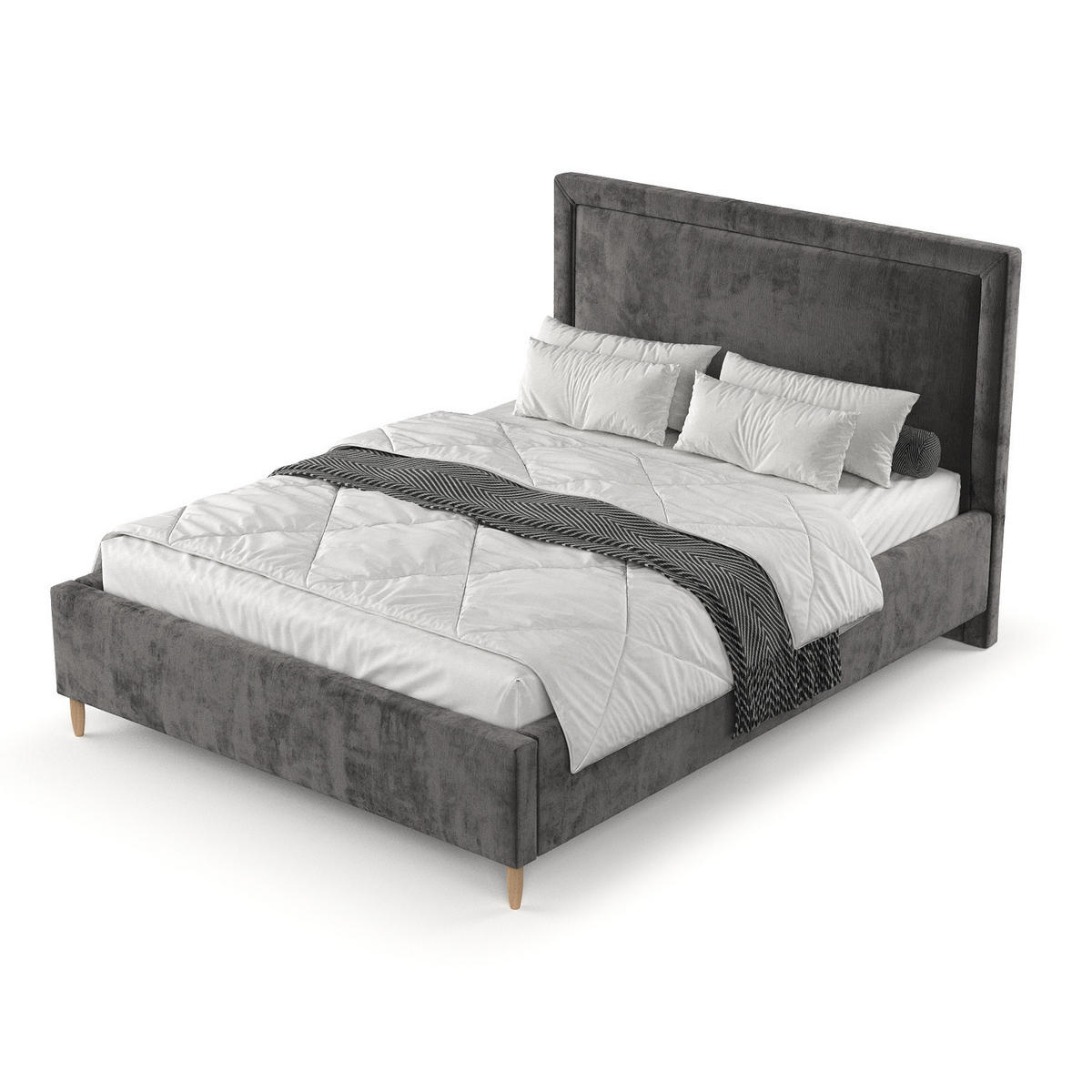 POLSTERBETT Vega 140/200 cm Anthrazit im Lotta Stoff - Anthrazit/Naturfarben, Holz/Holzwerkstoff (140/200cm) - AltaBeds