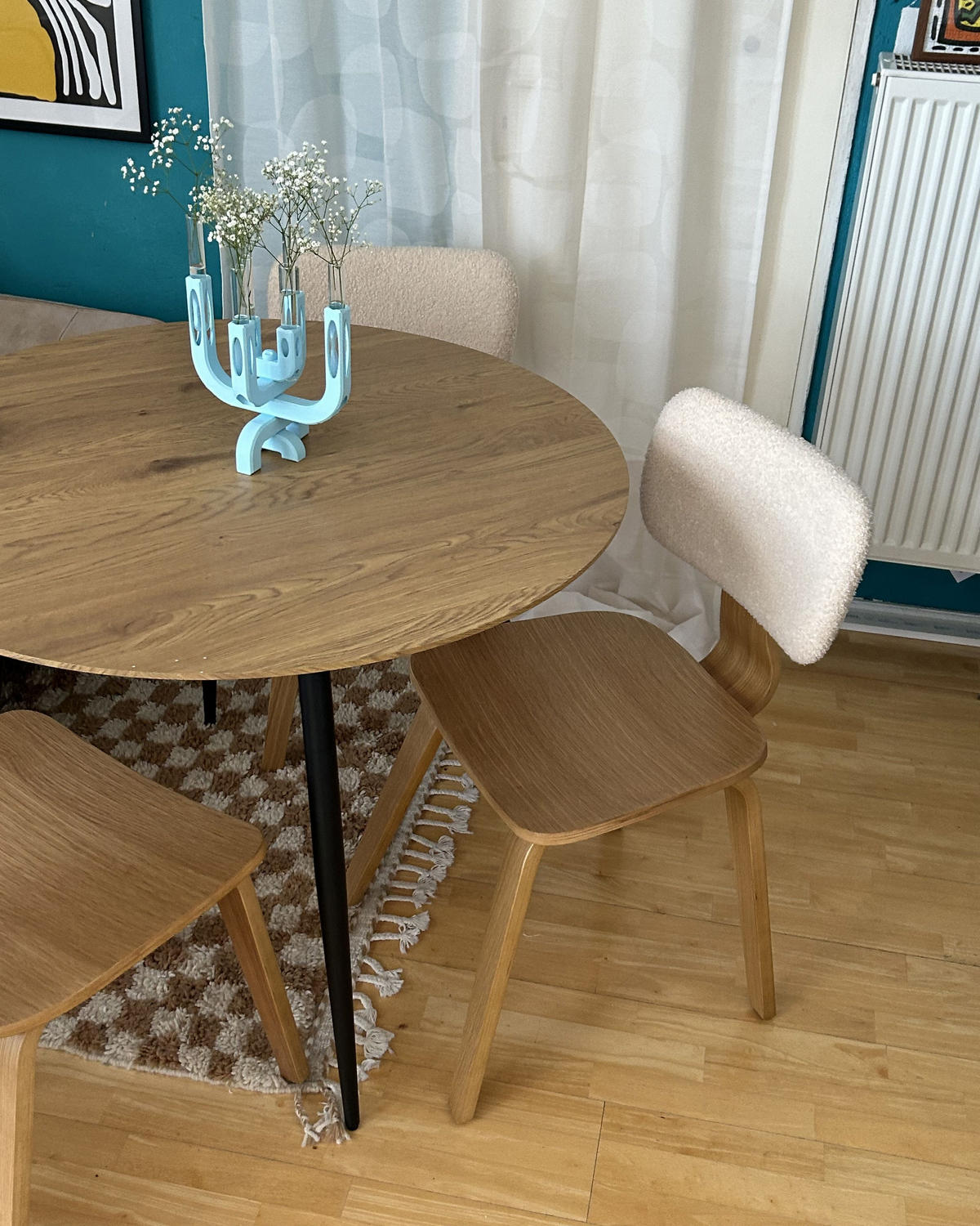 JÍDELNÍ STŮL světlejší Odstín dřeva/černý 100 cm kulatý Bjorka - černá/světle hnědá, kompozitní dřevo (100/100/76cm) - Beliani