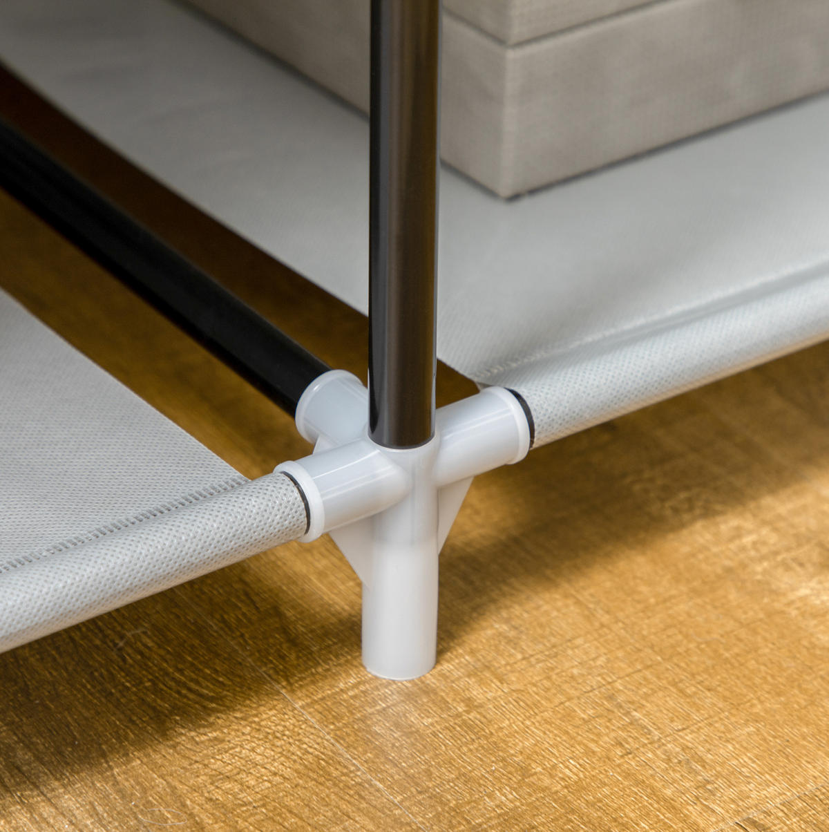 KLEIDERSCHRANK 103/162,5/43 cm Grau aus Stoff mit 6 Fächern - Grau, Textil (43/162.5/103cm) - OKMYHOME