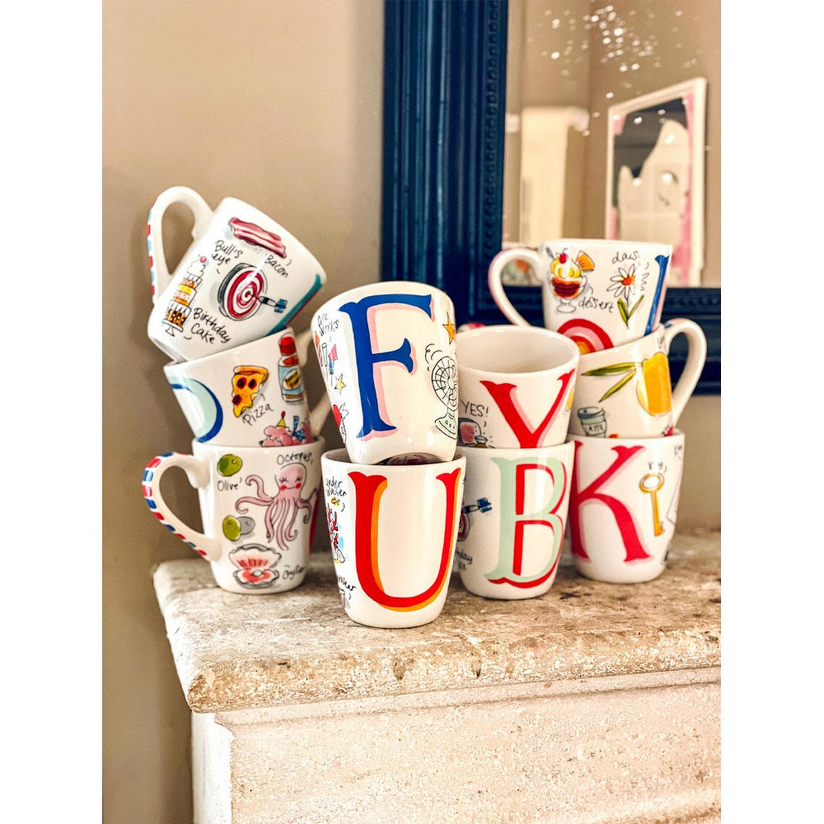 BECHER Love Letter F in Bunt - 350 ml - Multicolor, Keramik (0.35L) - Blond Amsterdam