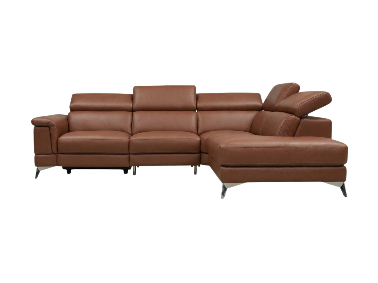 ECKSOFA Planet Echtleder Cognacbraun - Cognac, Leder/Metall (256/232cm)