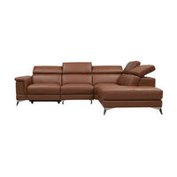 ECKSOFA Planet Echtleder Cognacbraun - Cognac, Leder/Metall (256/232cm)