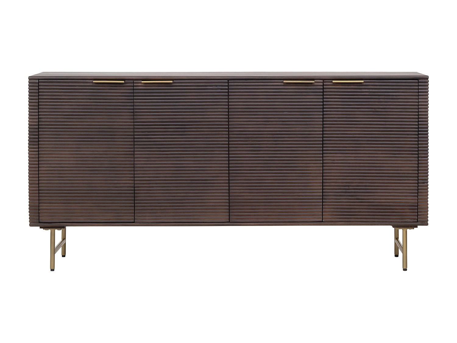 SIDEBOARD - 160 cm x 40 cm - Holz, Platte, Holz, Platte - Naturfarben Dunkel, Goldfarben - SORDANA - Goldfarben/Naturfarben, Holz (160/78/40cm) - Vente-Unique