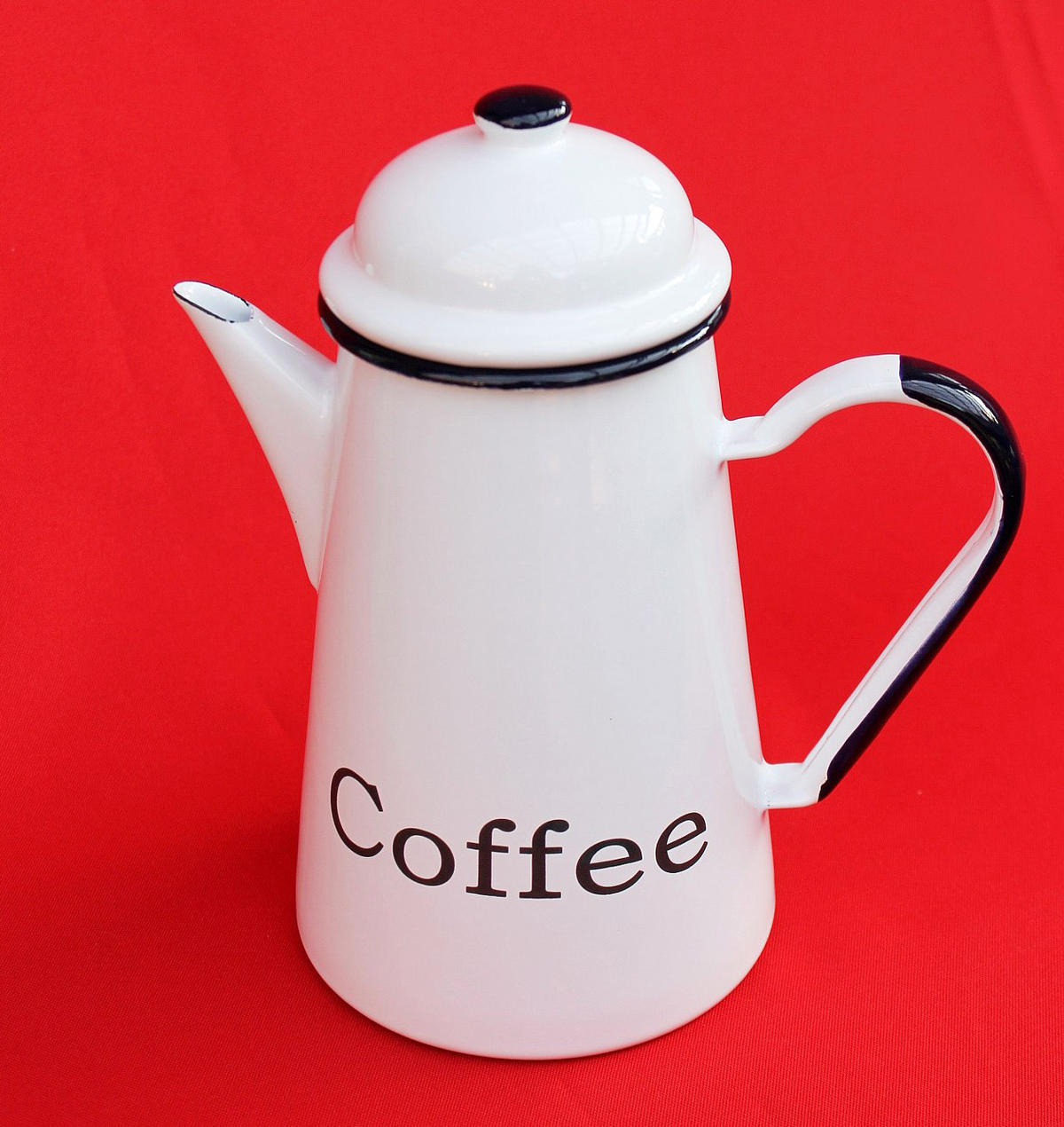 KAFFEEKANNE 578TB Coffee emailliert 22cm Wasserkanne Kanne Emaille Nostalgie Teekanne - Weiß, Metall (1.2L) - DanDiBo