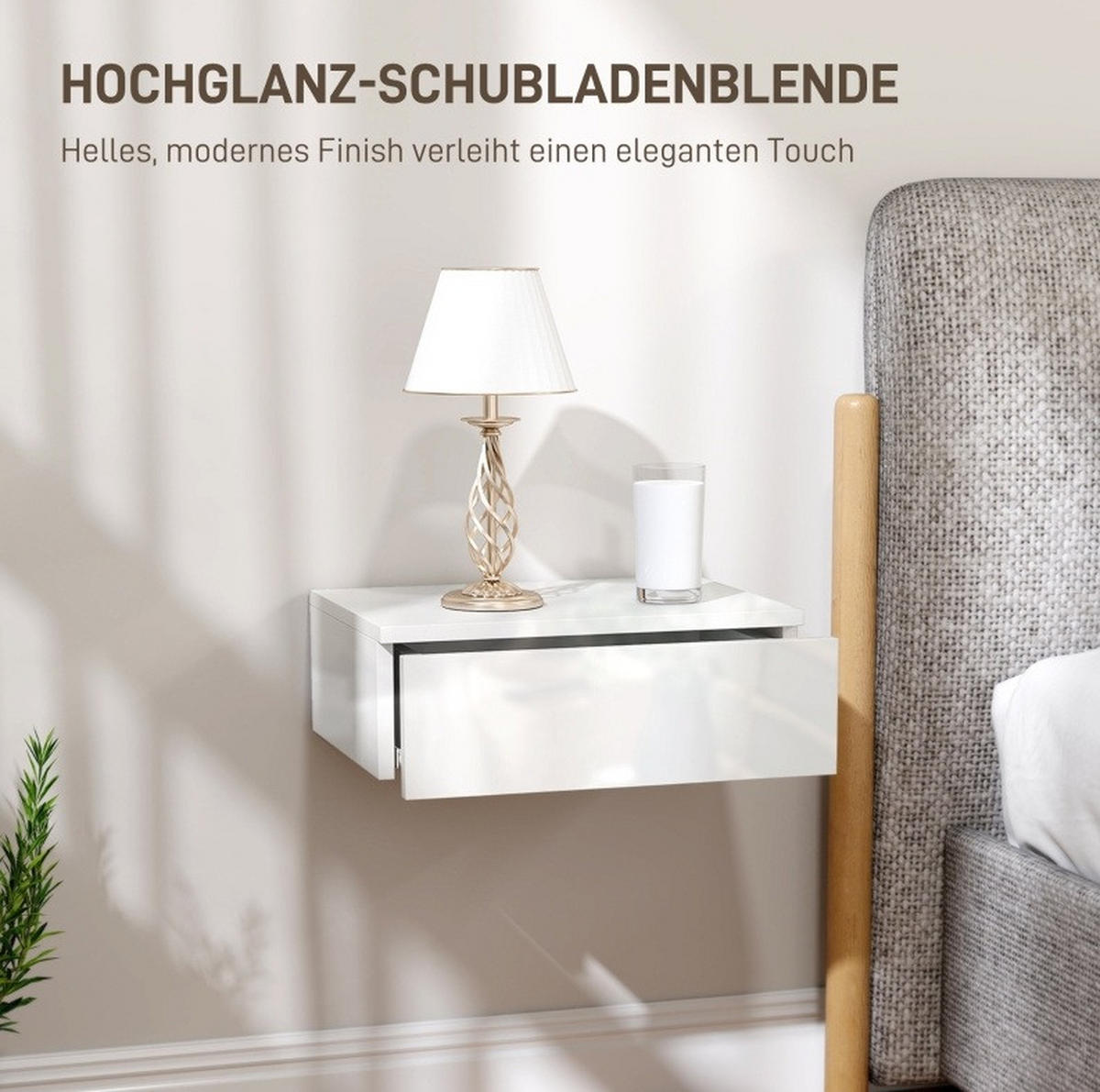 NACHTTISCH-SET 40/30/14 cm weiß aus Holz wandmontiert mit Schubladen - Weiß, Holzwerkstoff (40/14/30cm) - OKWISH