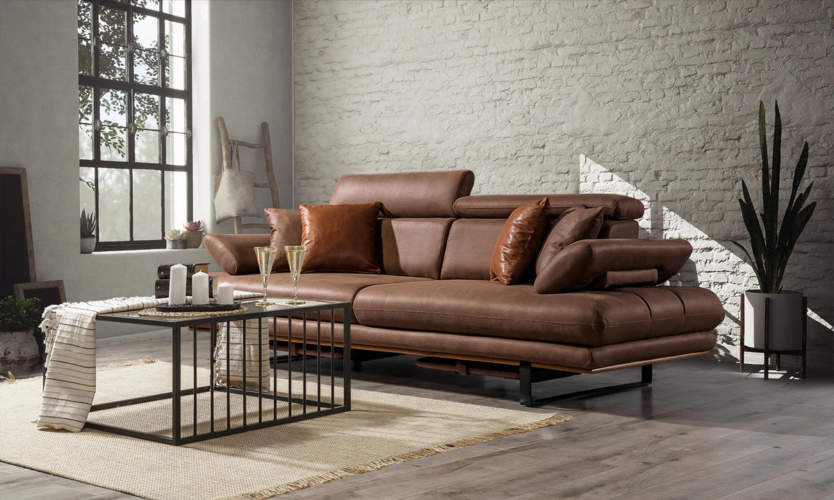 SITZGARNITUR Energy Grau-Seidengrau Stellvariante:3+3+1 - Braun, Holz (240/80/100cm) - Villa Möbel