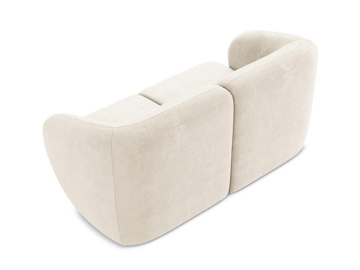 2-SITZER-SOFA Chenille Stoff Beige - Creme/Schwarz, Holzwerkstoff/Kunststoff (174/75/94cm) - Makamii