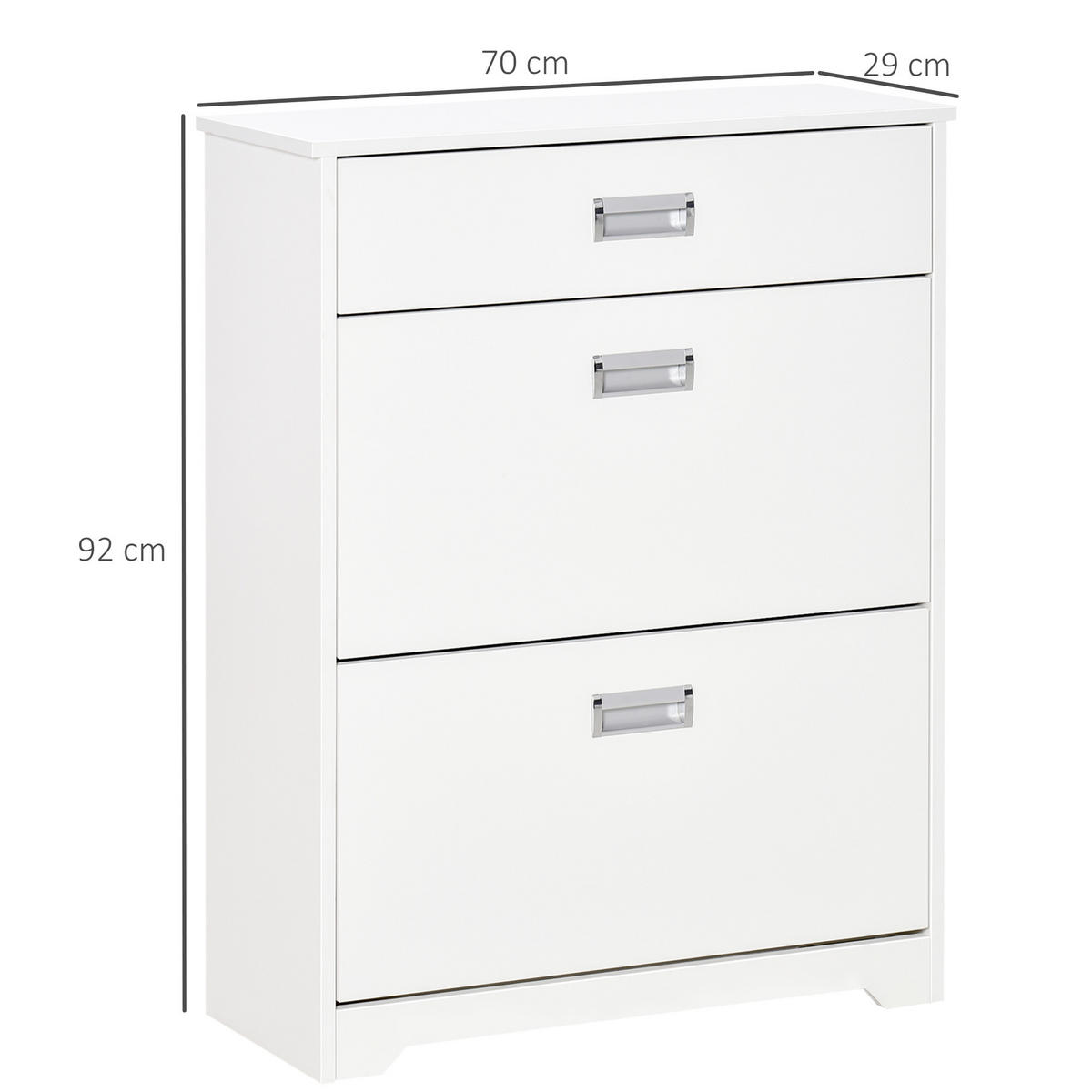 SCHUHSCHRANK Weiß Spanplatte klappbar mit Schublade 1 Stück - Weiß, Holzwerkstoff (70/92/29cm) - PANGIVO