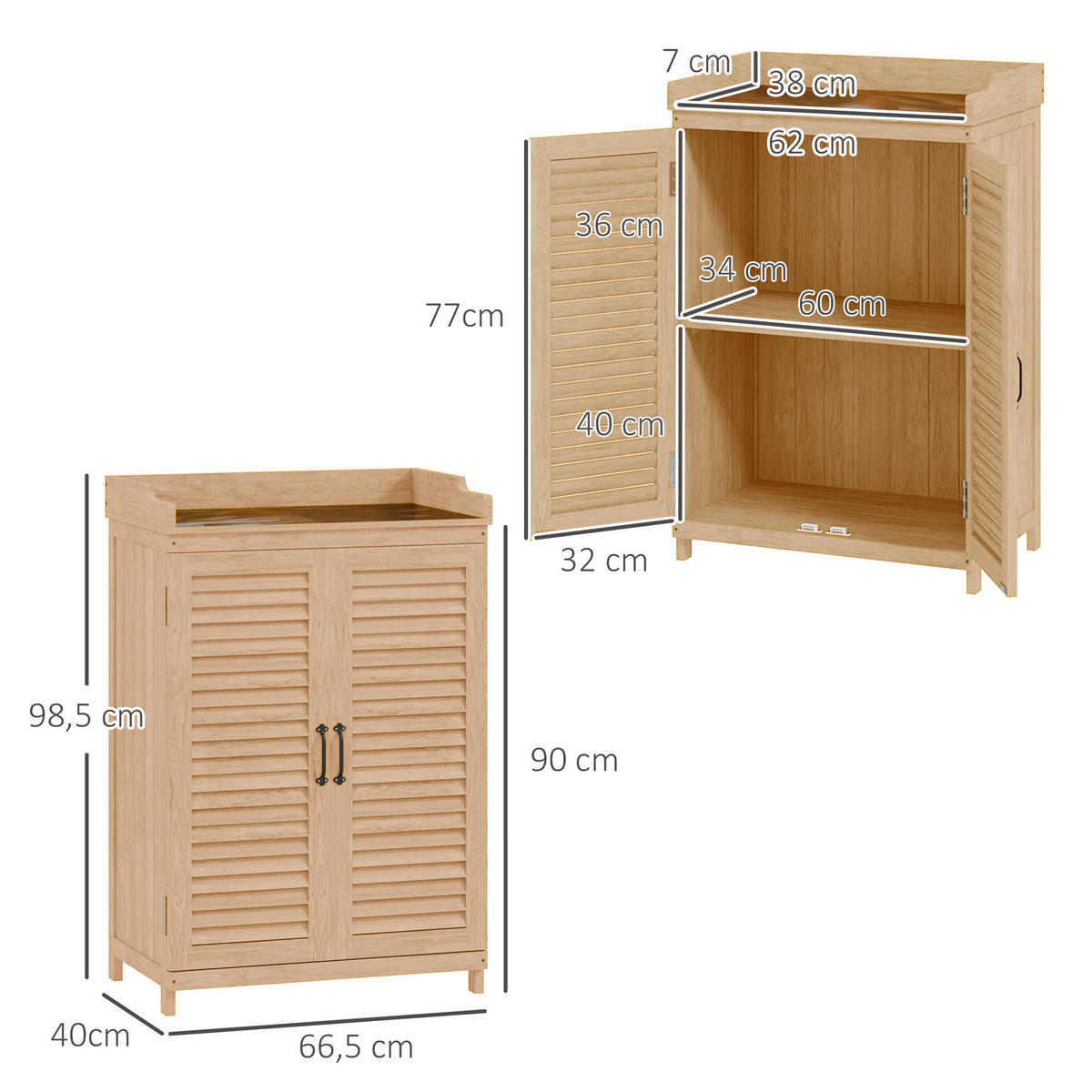 GARTENSCHRANK DE-09240 Gelb - Gelb, Holz (40/98.5/65.5cm) - ComfortXL