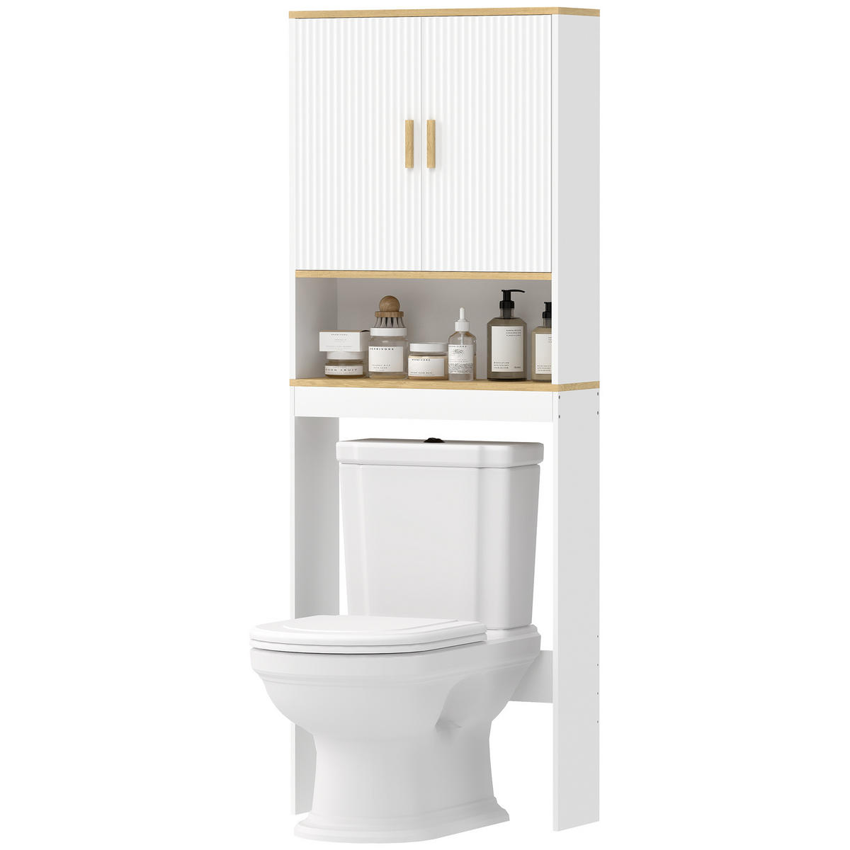 BADEZIMMERREGAL DE-15949 3 Ebenen mit verstellbaren Böden Weiß - Weiß, Holzwerkstoff (20/170.5/64cm) - ComfortXL