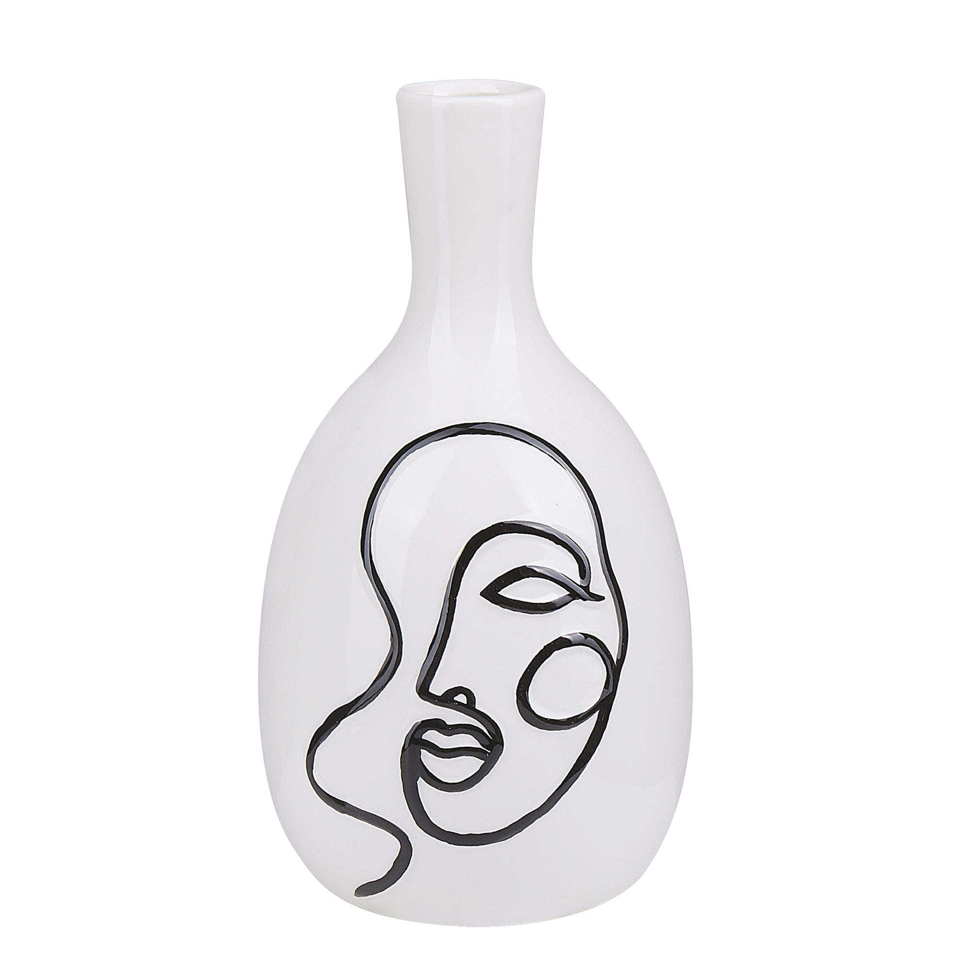 BLUMENVASE Steinzeug weiß Akrai - Weiß, Stein (23cm) - Beliani