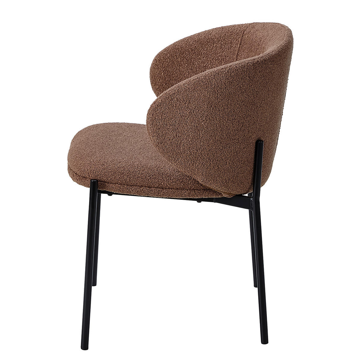 POLSTERSTUHL - Stahl / Bouclé, 2er-Set - Rostfarben/Schwarz, Textil (57/76/58cm) - home24