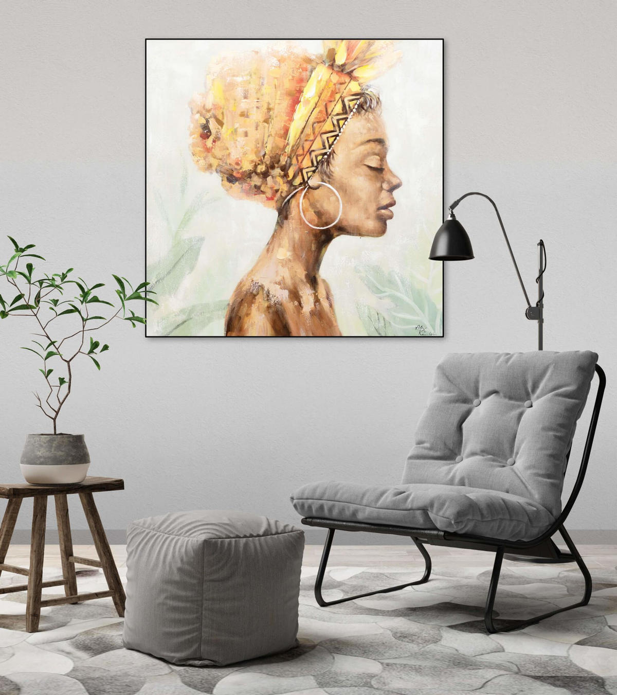 ACRYLBILD HANDGEMALT 80/80 cm - Braun/Grün, Holz/Textil (80/80cm) - KUNSTLOFT