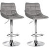 BARHOCKER 2er Set Samt grau - Chromfarben/Grau, Textil/Metall (43/87/46.5cm) - CLP