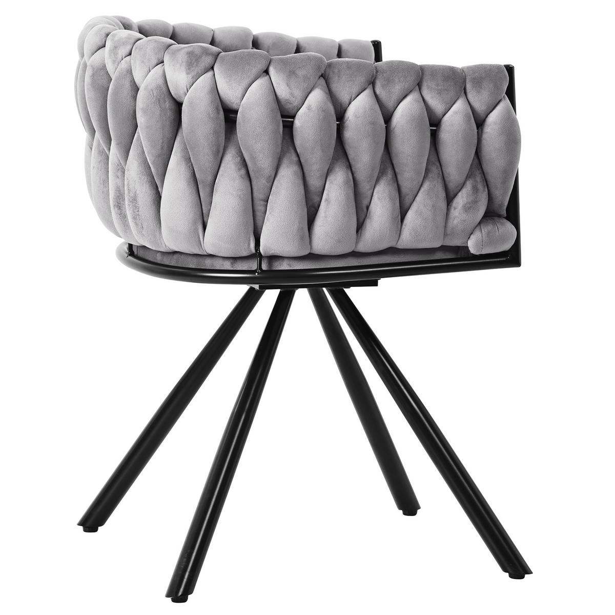 DREHSTUHL 2er-Set Samt Metallbeine Grau - Grau, Textil (59/72/54cm) - FLIEKS