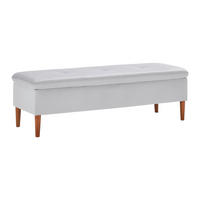 HOCKERBANK Jessy Hellgrau Samt Gepolstert mit Stauraum - Hellgrau, Holz (150/50/55cm) - Bessagi Home
