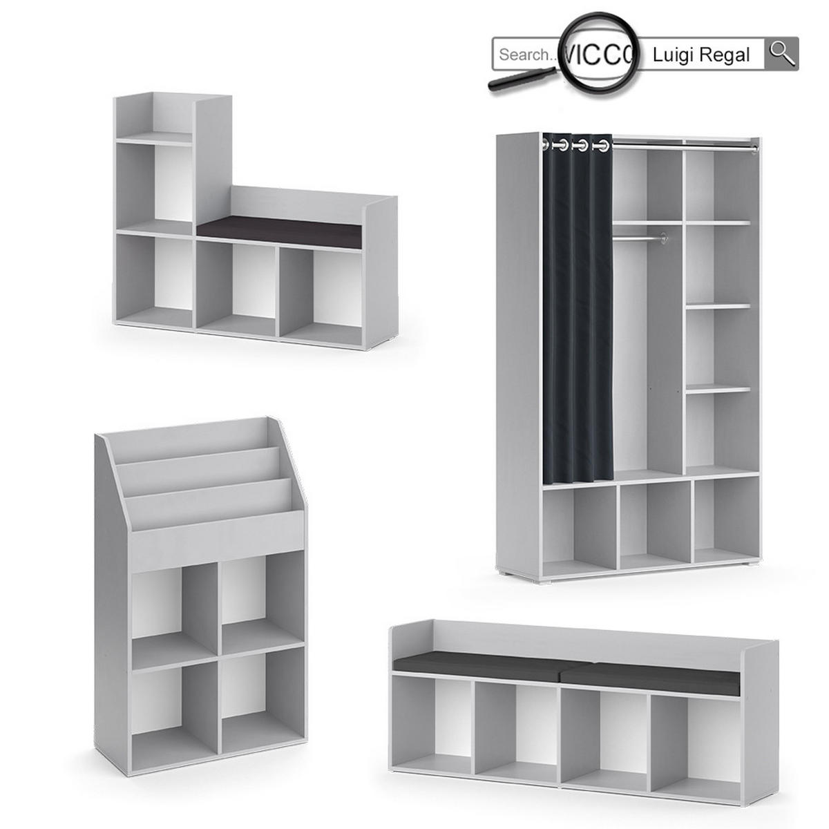 KINDERSITZBANK Luigi Weiß 107.2 x 88.6 cm 4 Fächer - Weiß, Holzwerkstoff (142.4/53.4/31.2cm) - Vicco