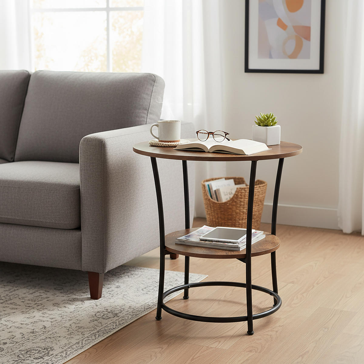 BEISTELLTISCH - Braun, Holzwerkstoff/Metall (55/55/55cm) - Relaxdays