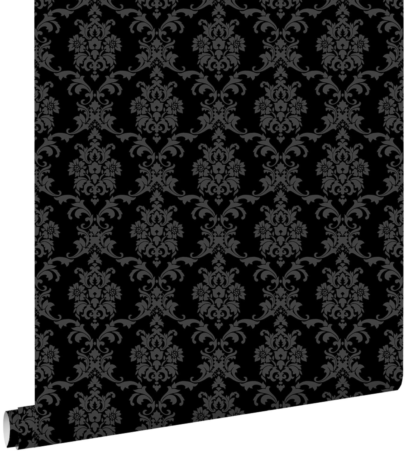 TAPETE Barockmuster 53 cm x 10.05 m - Schwarz, Papier (53/1000cm) - ESTAhome