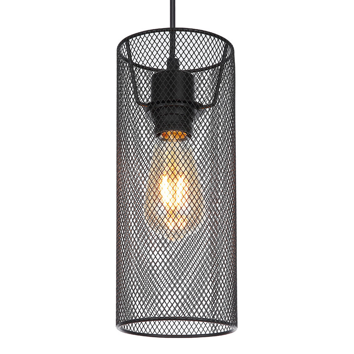 HÄNGELEUCHTE Metallgeflecht Schwarz matt - Schwarz, Metall (12/12/120cm) - Globo Lighting
