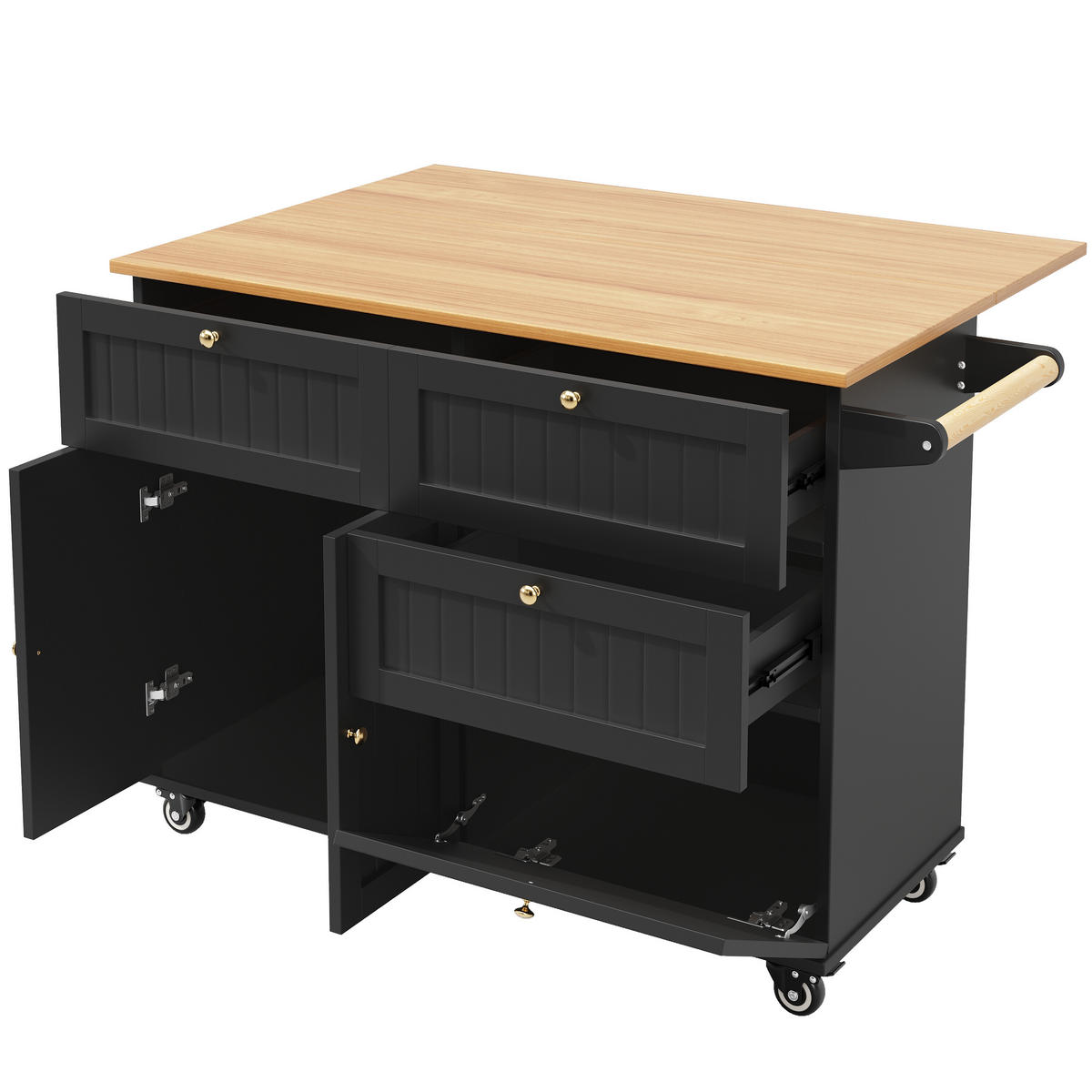 KÜCHENINSEL Schwarz 130/70/88 cm - Schwarz, Holzwerkstoff (70/88/133cm) - Urban Meuble