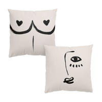 DEKOKISSEN 2er-Set Alina Buffiere Illustration - Ich seh dich Brüste Duo 50/50 cm - Eichefarben, Textil (50/50cm) - Bilderwelten