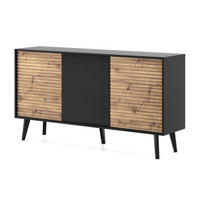 SIDEBOARD VILLETTA 154/83/39 cm mit 3 Türen Schwarz - Schwarz/Eiche Artisan, Holzwerkstoff (154/83/39cm) - MASSENO