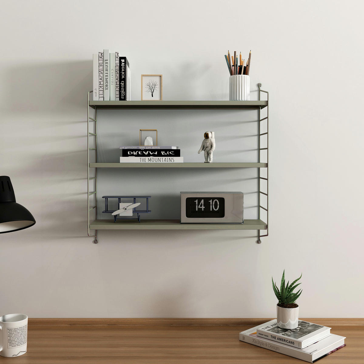 SADA NÁSTĚNNÝCH POLIC 2 KS Strängnäs - šedohnědá, kov (60/50/15cm) - [en.casa]