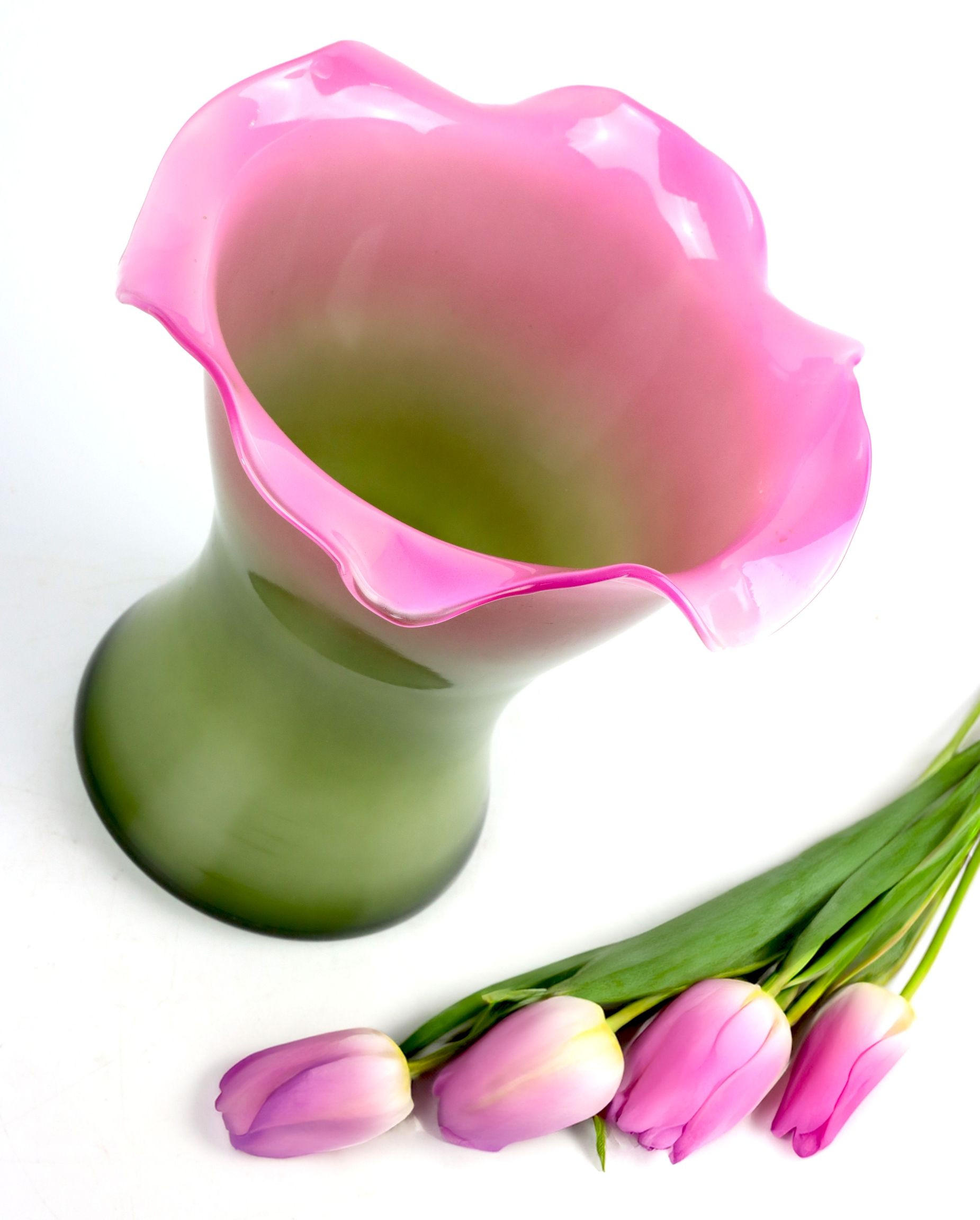 VASE Color Bloom Pink, Grün - Multicolor, Glas (25cm) - FURNARO