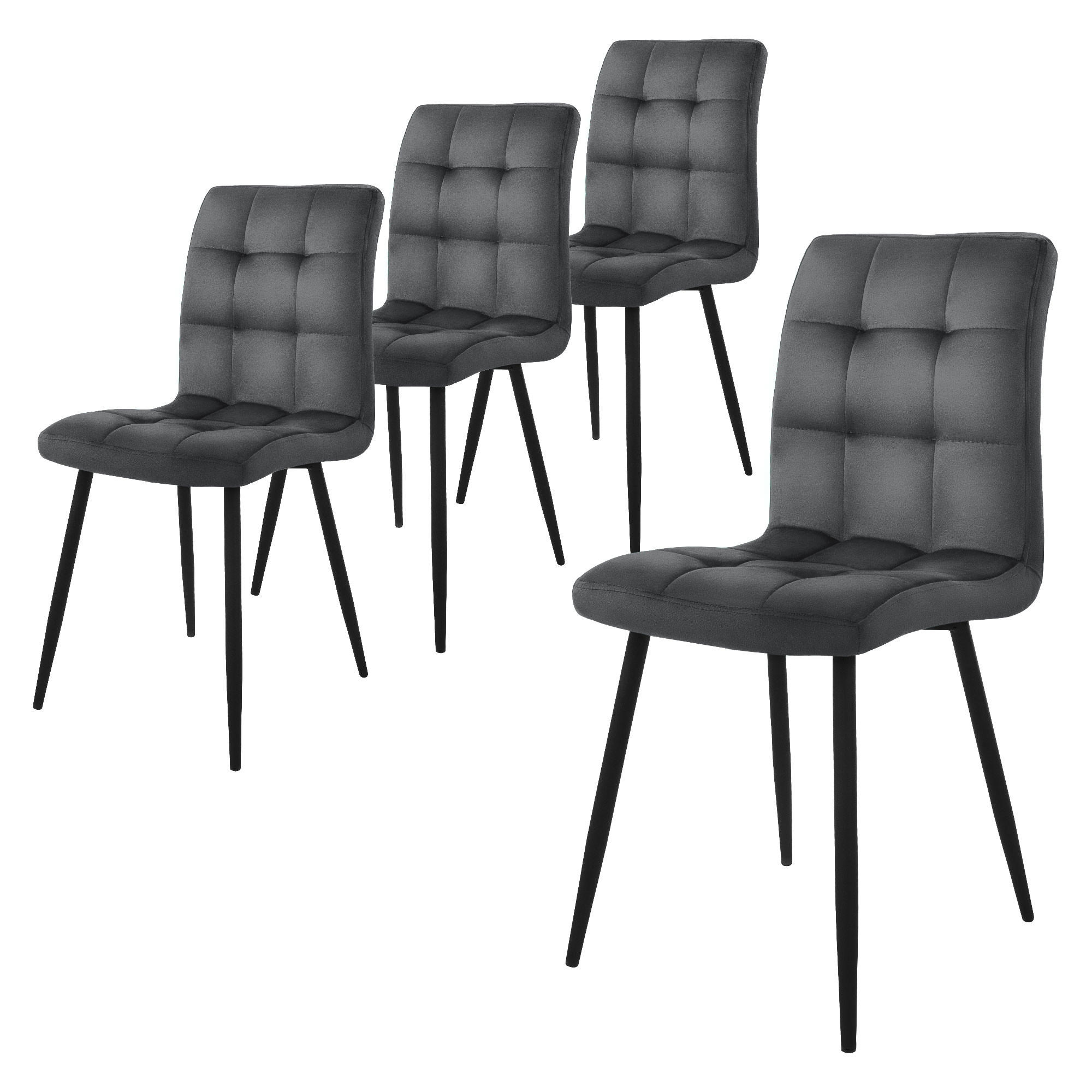 ESSZIMMERSTUHL Samt Anthrazit 4er Set - Anthrazit, Metall (41/89/49cm) - ML-DESIGN