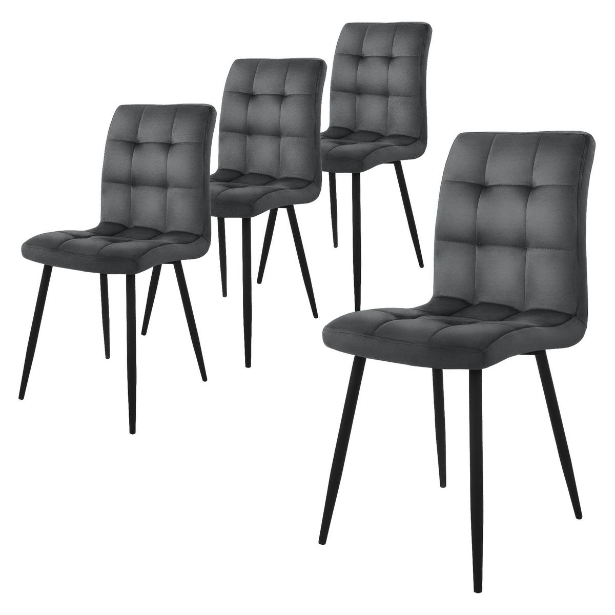 ESSZIMMERSTUHL Samt Anthrazit 4er Set - Anthrazit, Metall (41/89/49cm) - ML-DESIGN