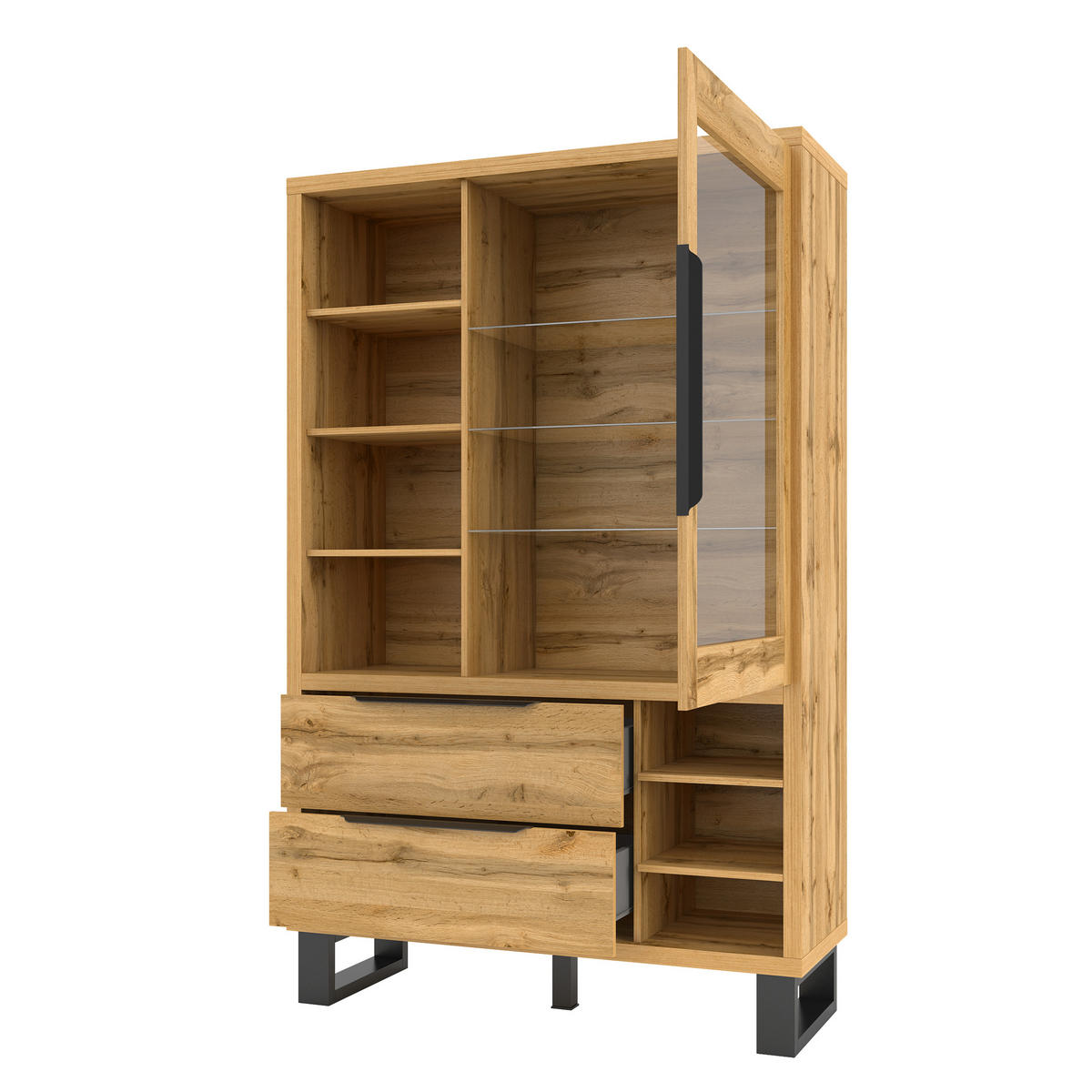 VITRINE in Eiche Wotan, Eiche - Eiche Wotan, Holzwerkstoff (120/190/45cm) - MASSENO