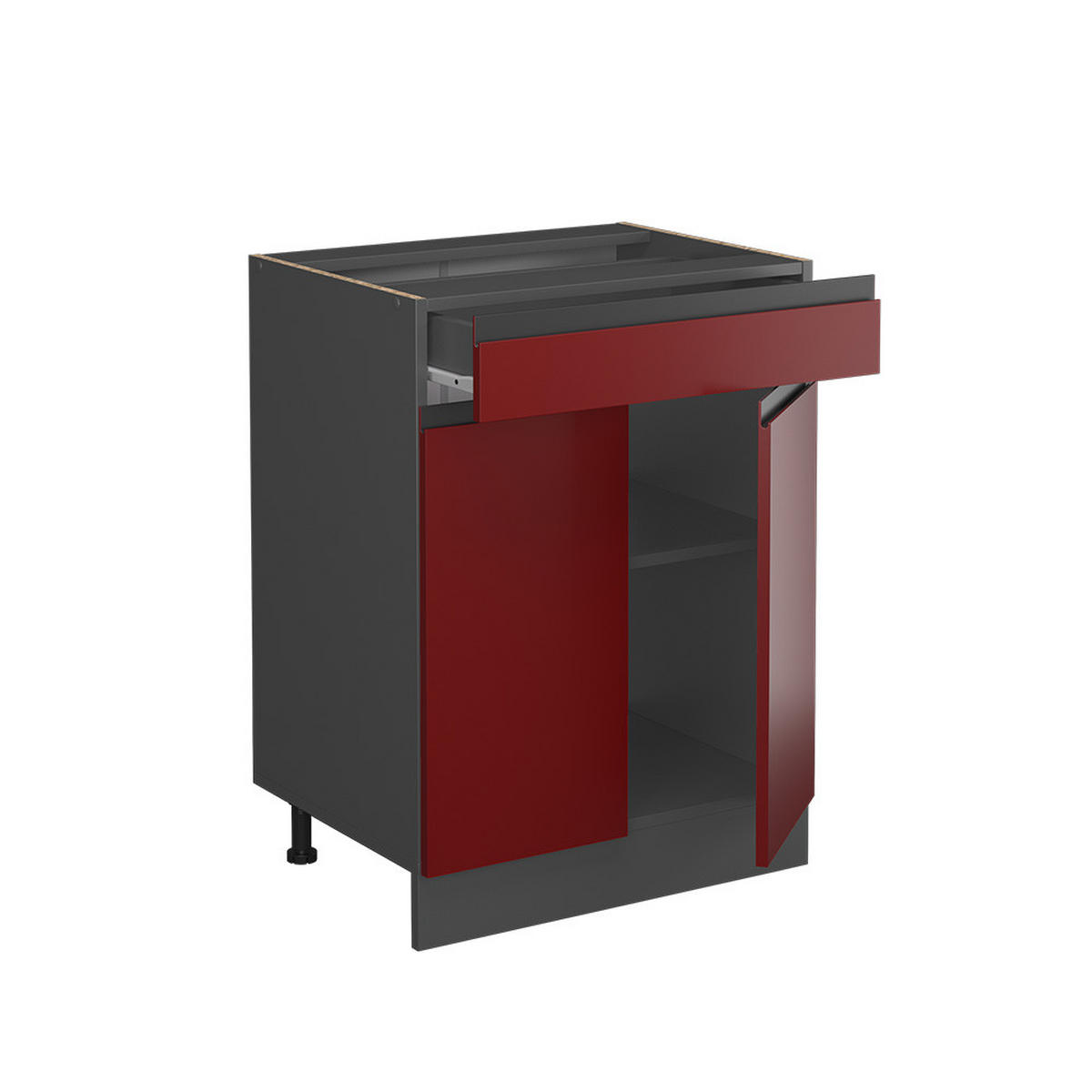 KÜCHENUNTERSCHRANK R-Line Rot 60 cm, AP Eiche - Anthrazit/Rot, Holzwerkstoff (60/81.6/60cm) - Vicco
