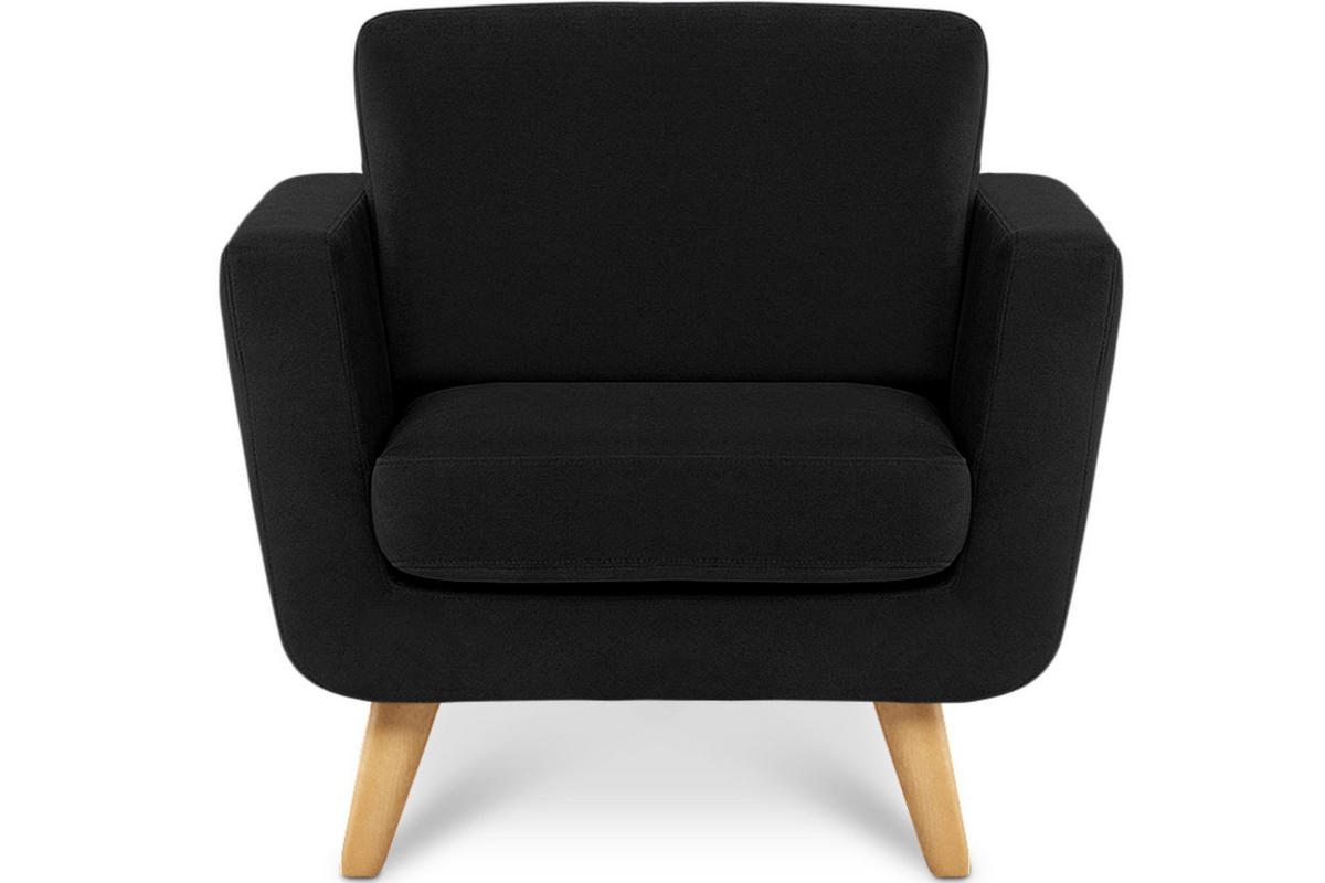 SESSEL TAGIO Massivholz-Beine, Schwarz - Schwarz/Braun, Buchenholz/Textil (86/80/88cm) - KONSIMO®