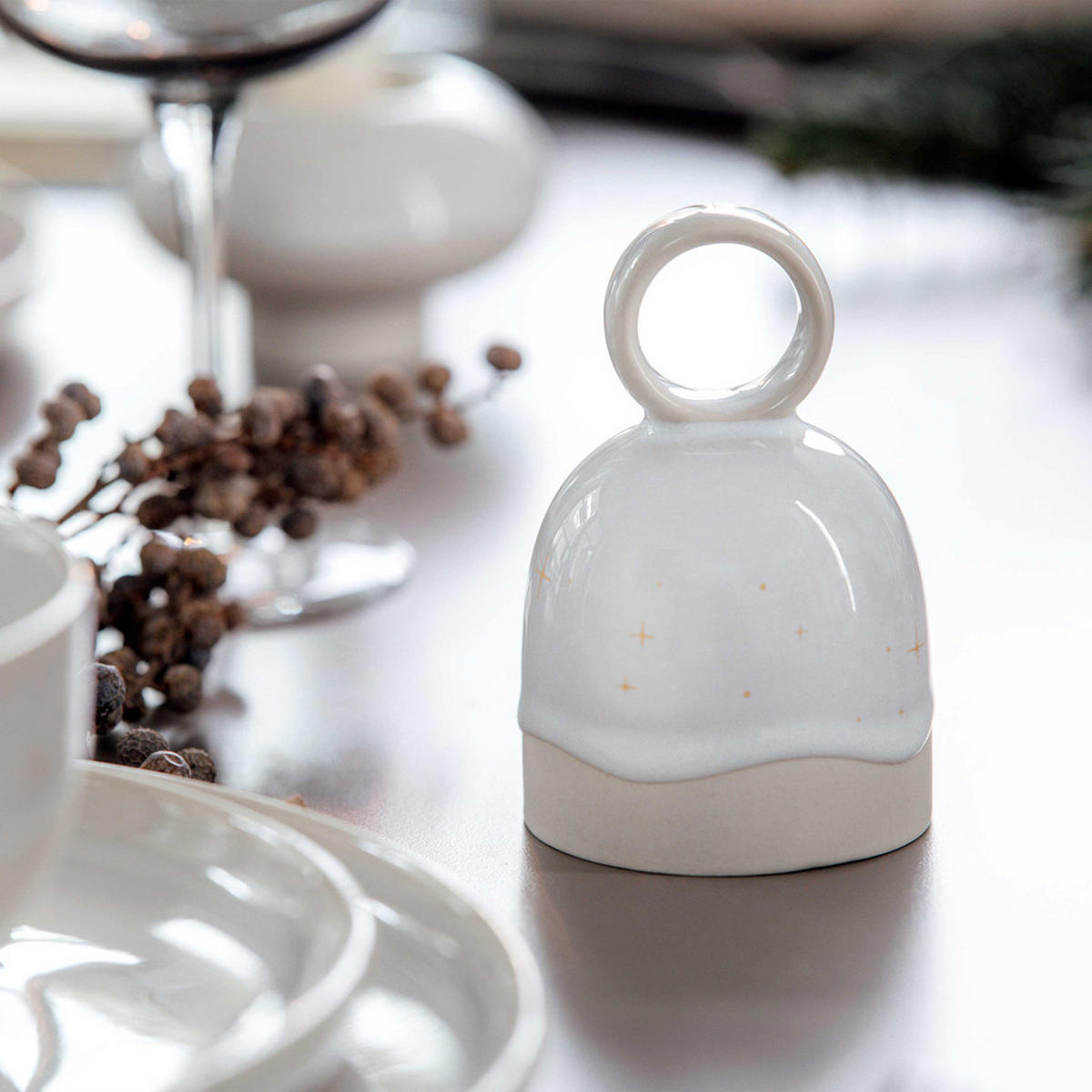 TISCHGLOCKEN Winter Glow beige ø 6,6 cm 6er Set - Beige, Keramik (6.6/9.9/6.6cm) - like.Villeroy & Boch