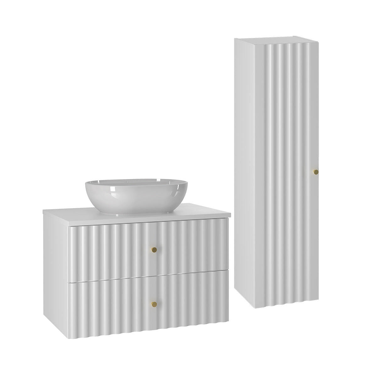 BADMÖBEL 80.6cm Izae 2er-Set Weiß - Weiß, Holzwerkstoff (80.6/52.2/46.5cm) - Petits-meubles