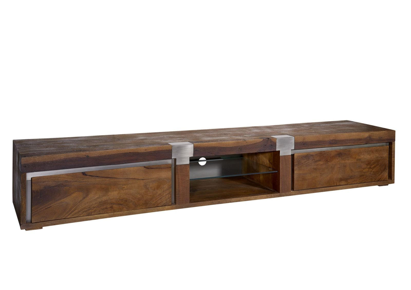 TV-BOARD Mango 240x48x39 braun lackiert Amsterdam #04 - Braun, Holz (240/39/48cm) - Massivmoebel24