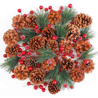WEIHNACHTSDEKO Set 130 Teile mit Tannenzweigen, Beeren und Tannenzapfen - Multicolor, Kunststoff (10cm)
