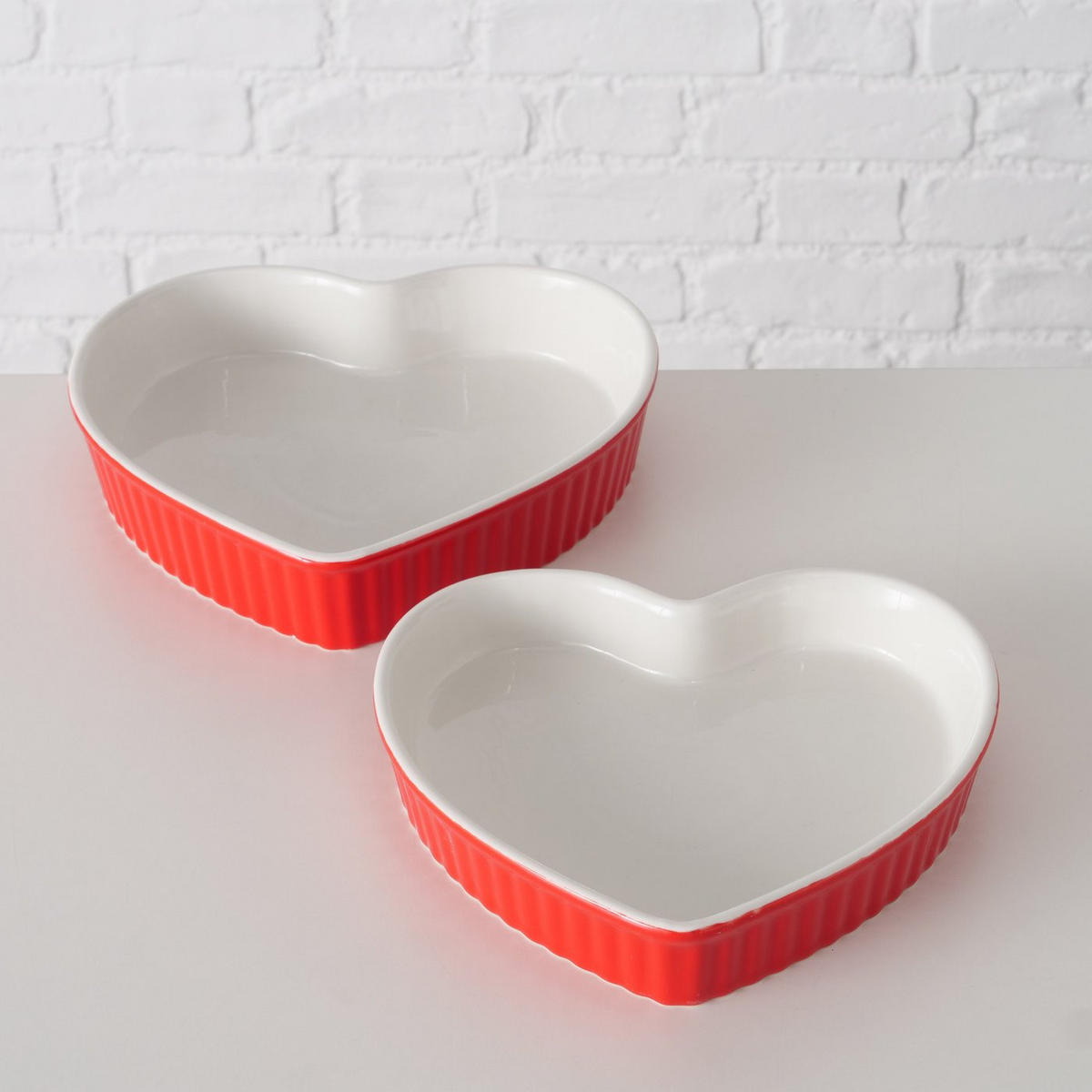 BACKFORMEN Sweetheart 2er-Set Herz - Rot, Keramik (22/4.5/22cm) - Boltze Home