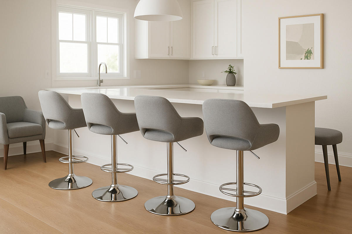 BARHOCKER 2er Set Prag Stoff chrom grau - Chromfarben/Grau, Textil/Metall (51/109/52cm) - TPFLiving